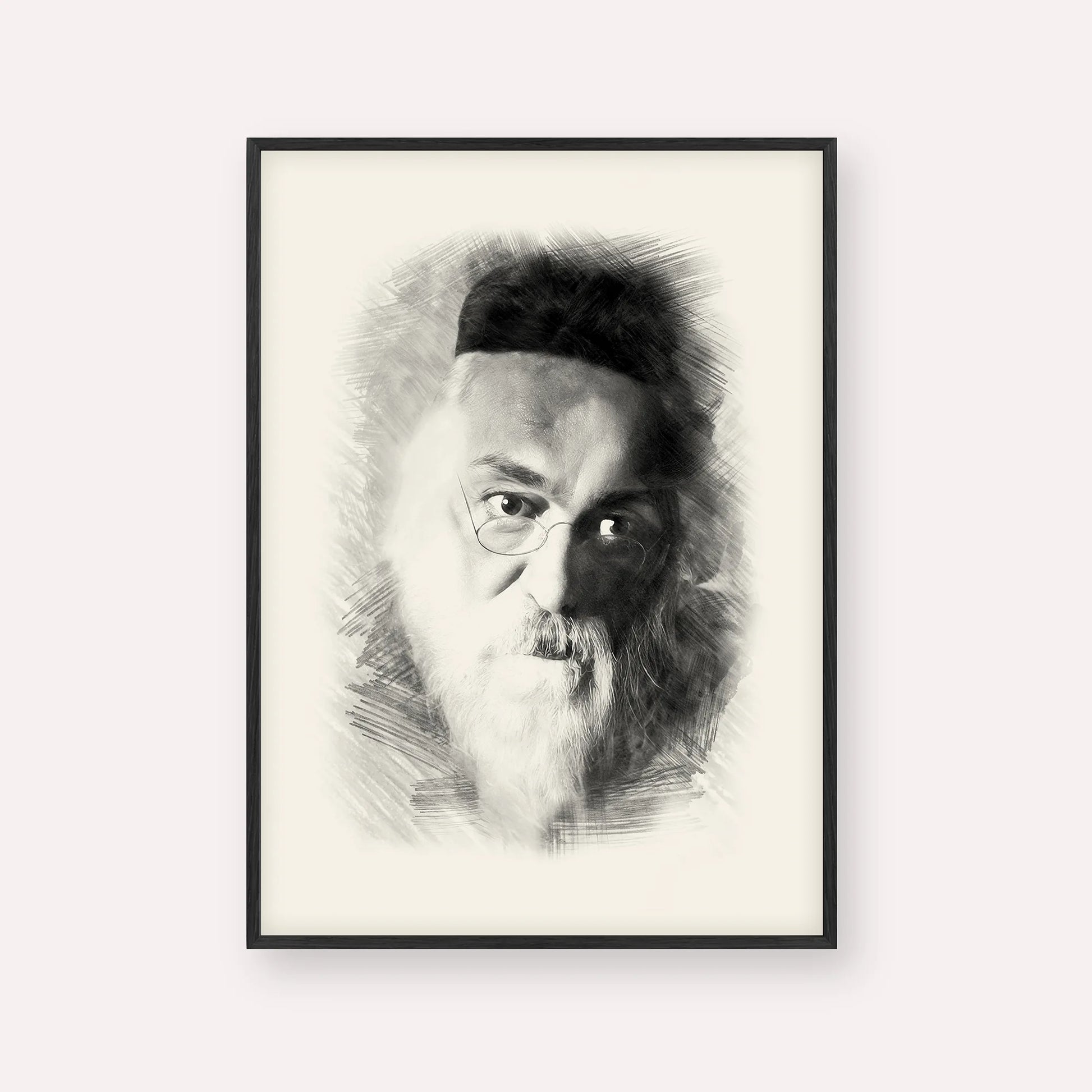 Rabbi Chaim Soloveitchik of Brisk – Black & White – Black Frame Vertical | Jewish Wall Art, Gedolim Pictures