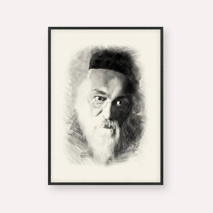 Rabbi Chaim Soloveitchik of Brisk – Black & White – Black Frame Vertical | Jewish Wall Art, Gedolim Pictures