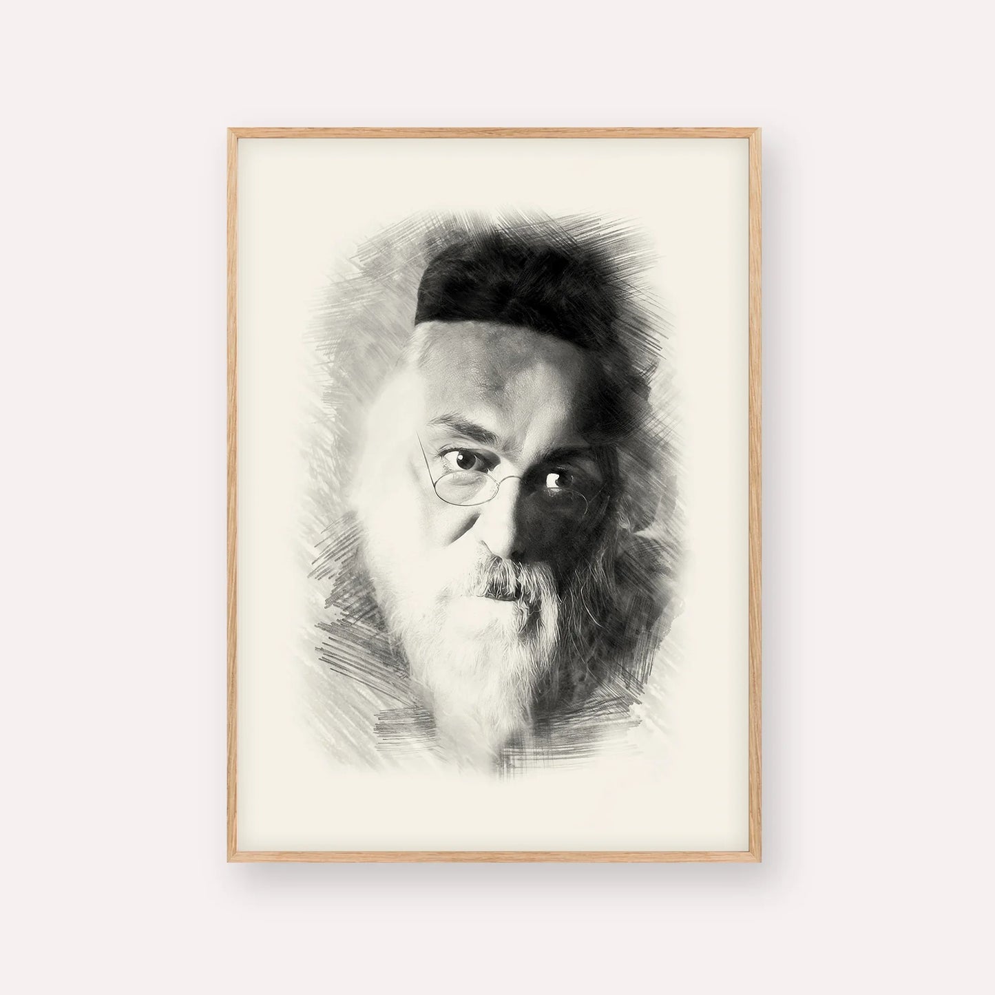 Rabbi Chaim Soloveitchik of Brisk – Black & White – Wood Frame Vertical | Jewish Wall Art, Gedolim Pictures
