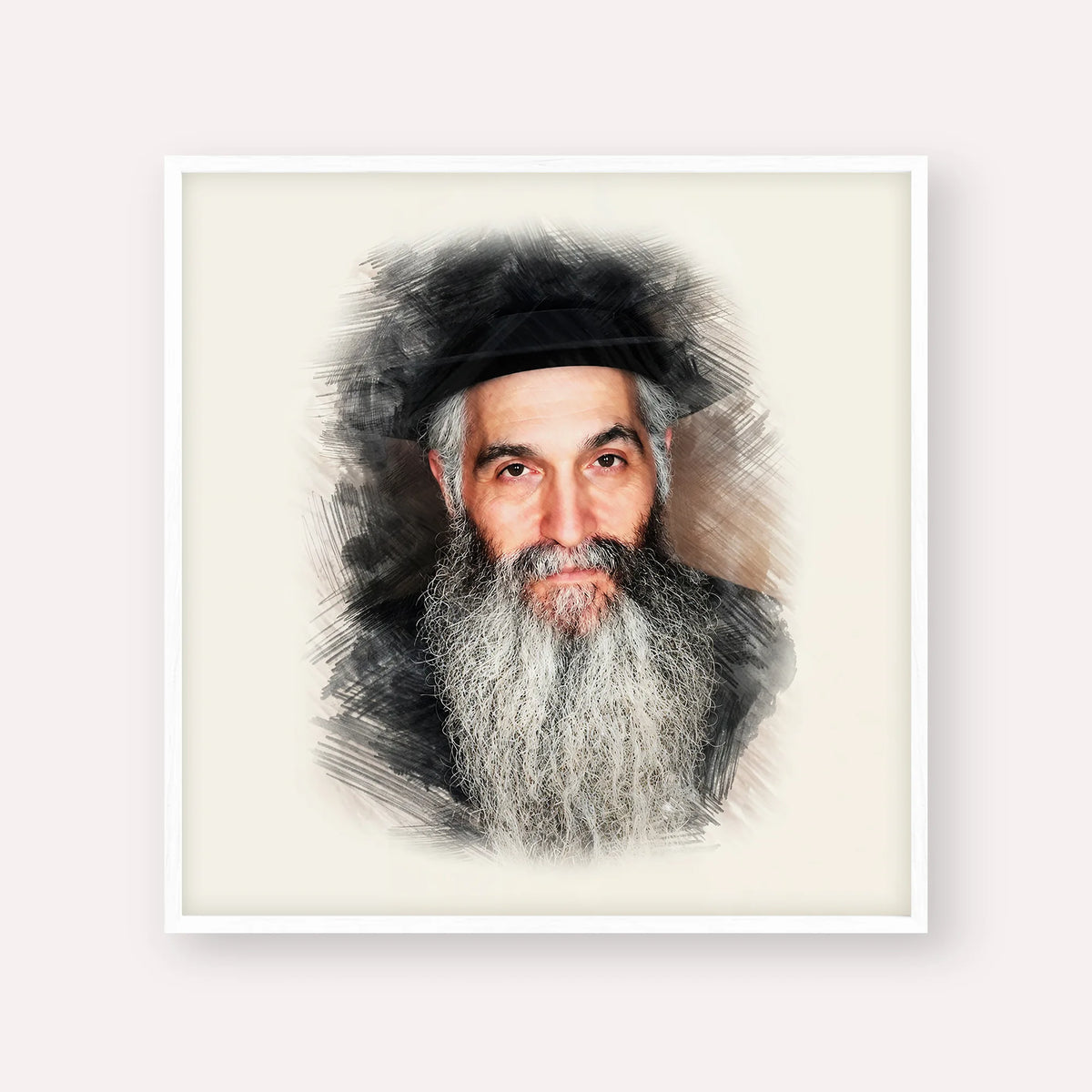 Rabbi David Abuchatzeira – White Frame Square | Jewish Wall Art, Gedolim Pictures