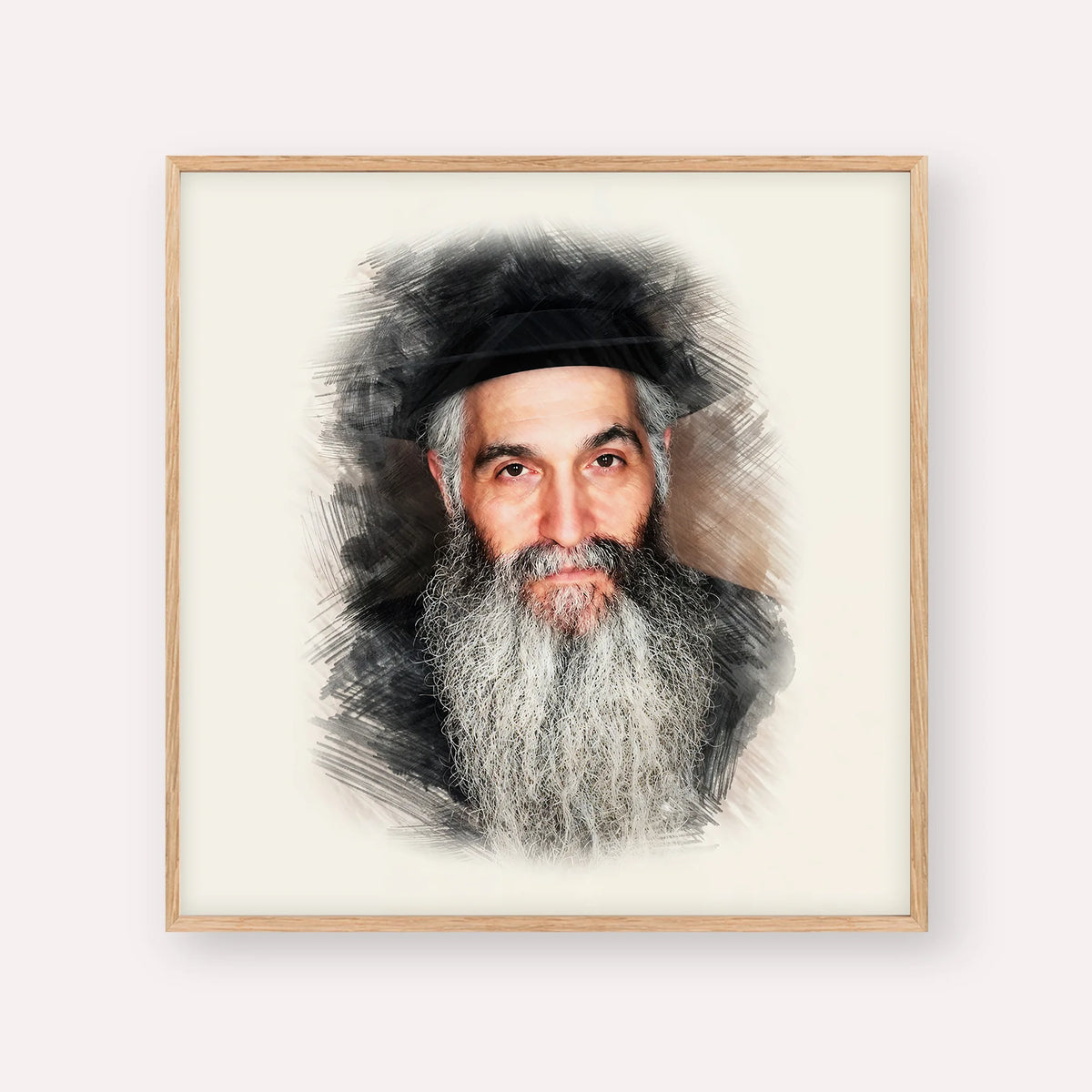 Rabbi David Abuchatzeira – Wood Frame Square | Jewish Wall Art, Gedolim Pictures
