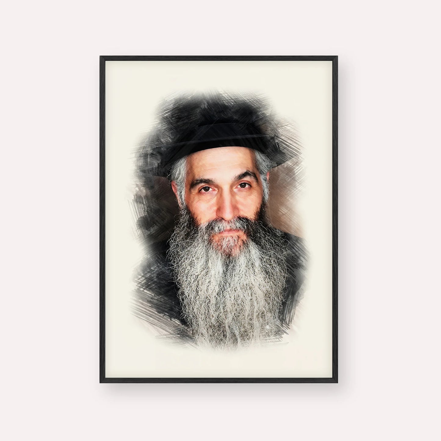 Rabbi David Abuchatzeira – Black Frame Vertical | Jewish Wall Art, Gedolim Pictures