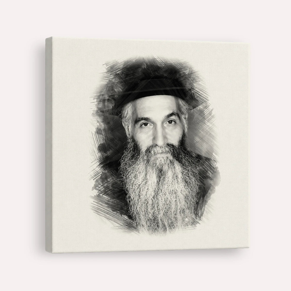 Rabbi David Abuchatzeira – Black & White – Canvas Square | Jewish Wall Art, Gedolim Pictures