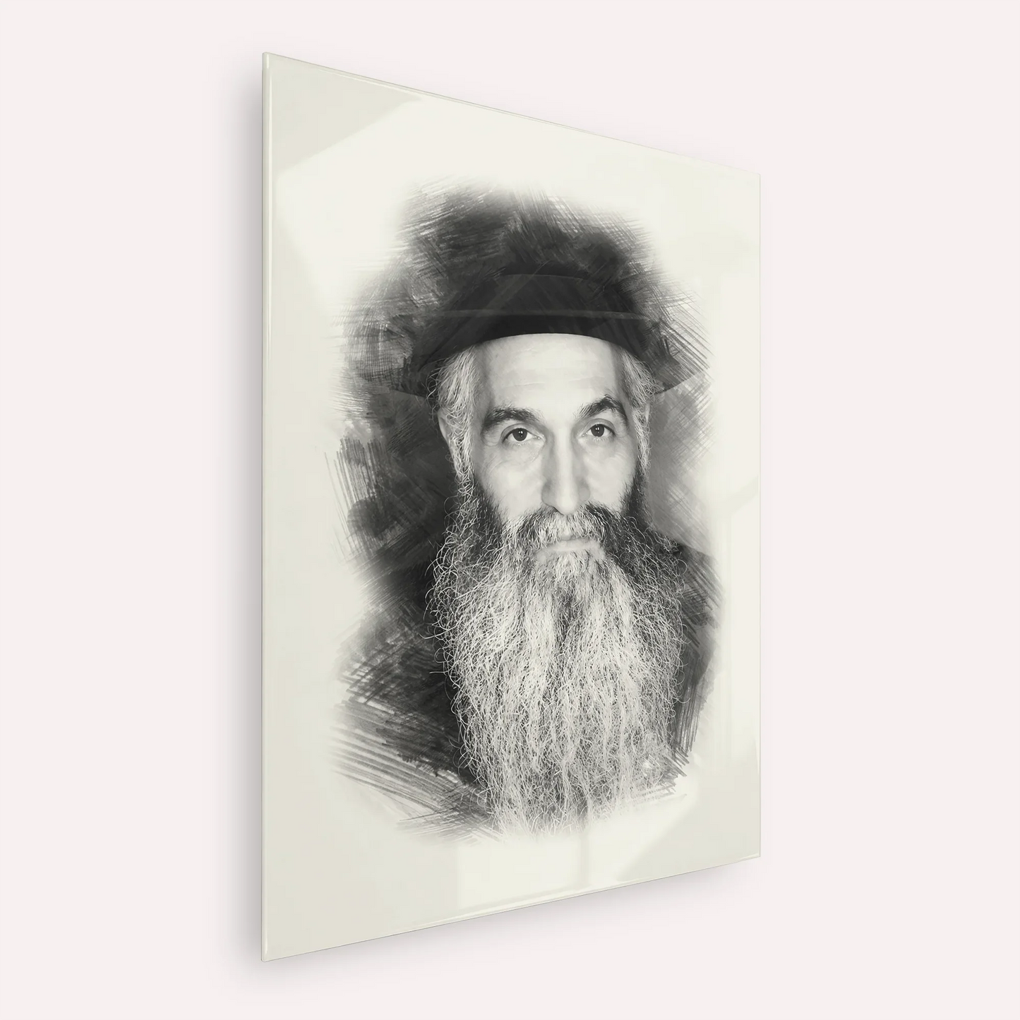 Rabbi David Abuchatzeira – Black & White – Acrylic Glass Vertical | Jewish Wall Art, Gedolim Pictures