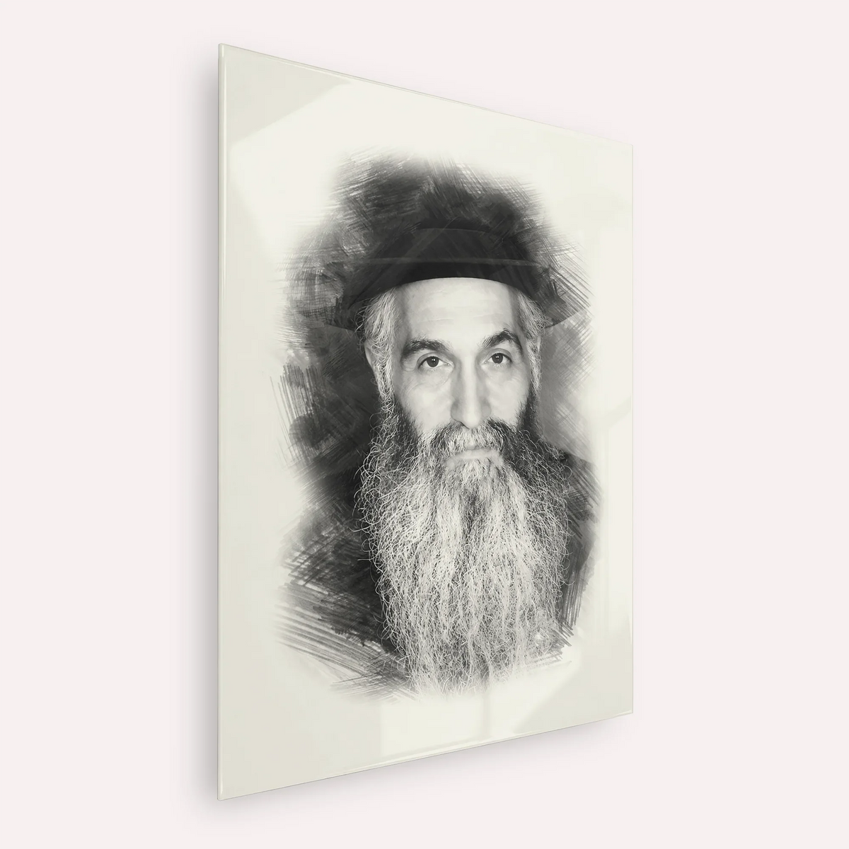 Rabbi David Abuchatzeira – Black & White – Acrylic Glass Vertical | Jewish Wall Art, Gedolim Pictures