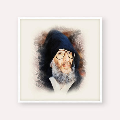 Rabbi Elazar Abuhatzeira (Baba Elazar) – White Frame Square | Jewish Wall Art, Gedolim Pictures