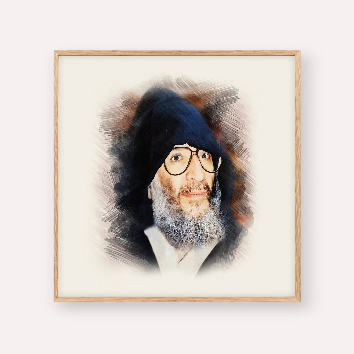 Rabbi Elazar Abuhatzeira (Baba Elazar) – Wood Frame Square | Jewish Wall Art, Gedolim Pictures