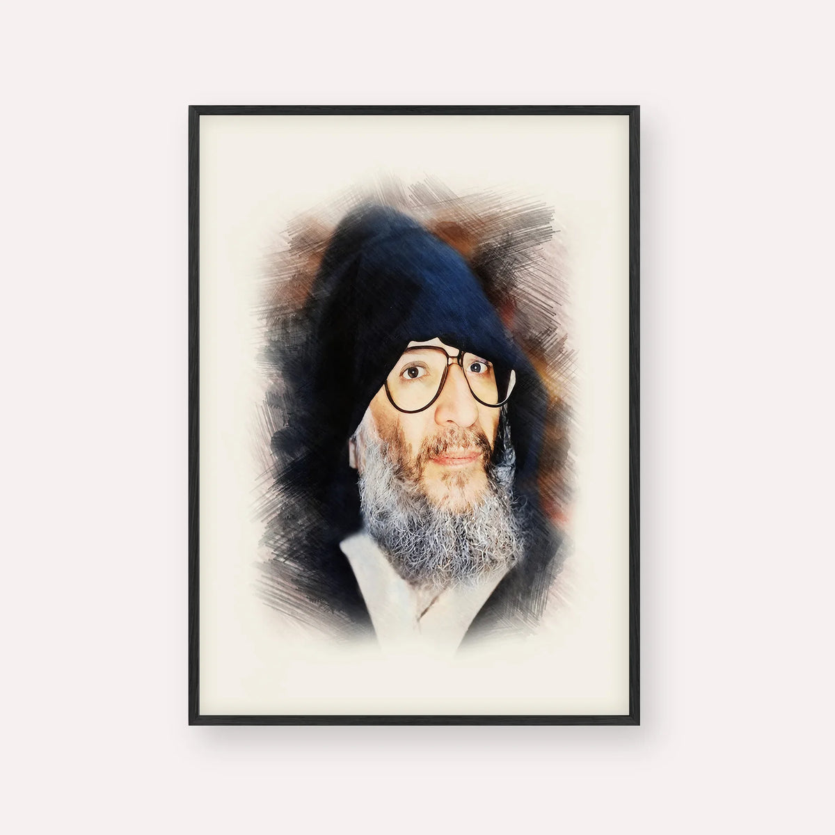 Rabbi Elazar Abuhatzeira (Baba Elazar) – Black Frame Vertical | Jewish Wall Art, Gedolim Pictures