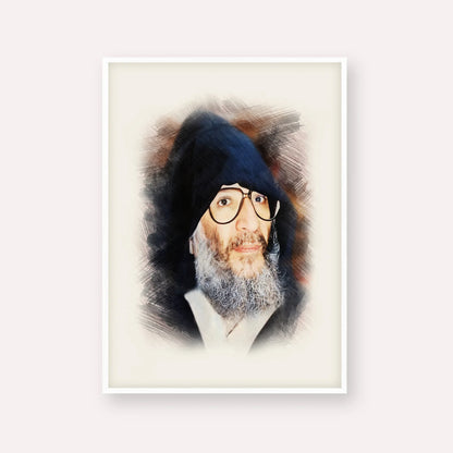 Rabbi Elazar Abuhatzeira (Baba Elazar) – White Frame Vertical | Jewish Wall Art, Gedolim Pictures