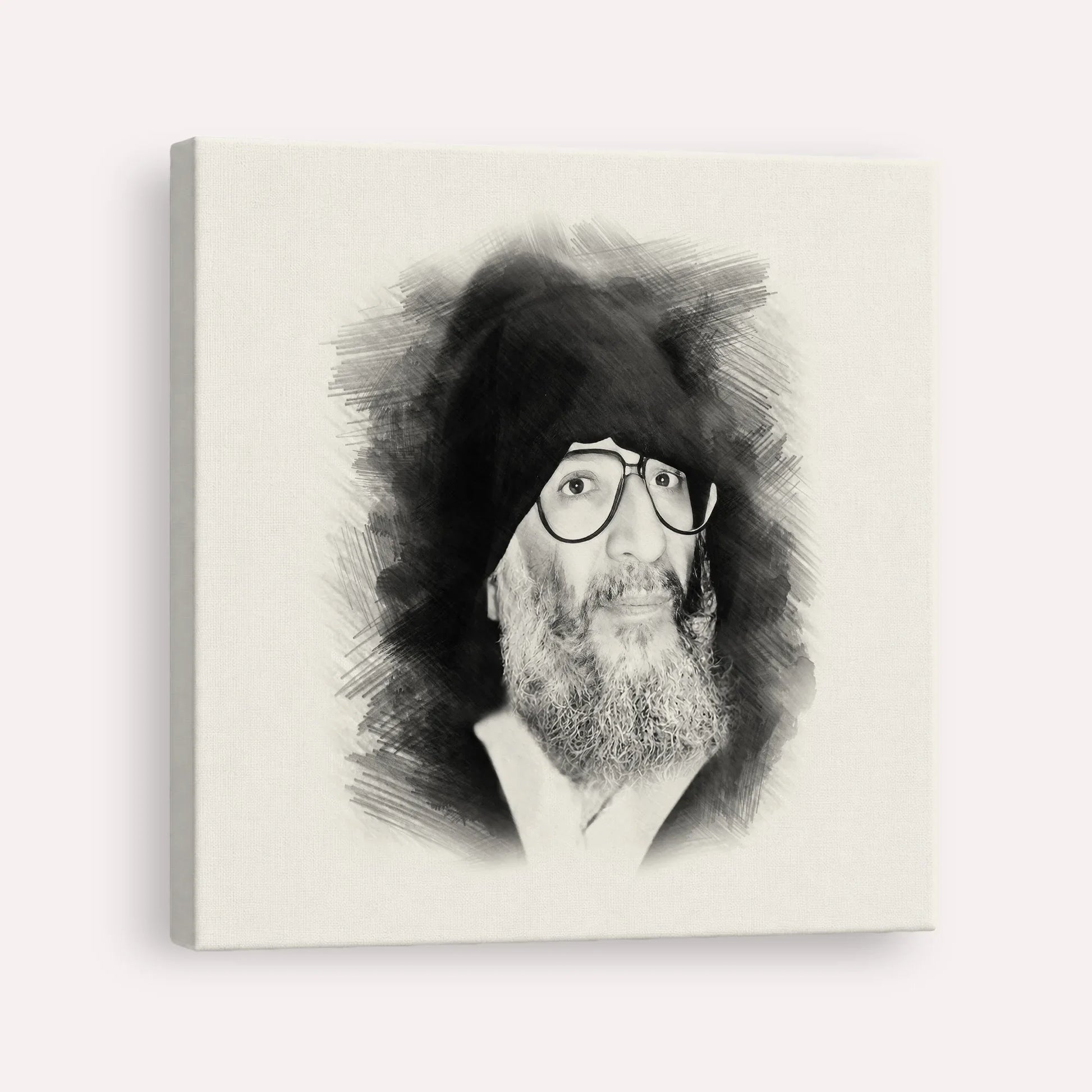 Rabbi Elazar Abuhatzeira (Baba Elazar) – Black & White – Canvas Square | Jewish Wall Art, Gedolim Pictures