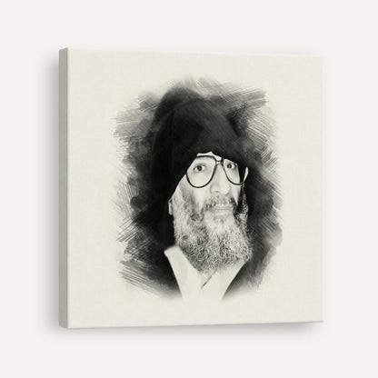 Rabbi Elazar Abuhatzeira (Baba Elazar) – Black & White – Canvas Square | Jewish Wall Art, Gedolim Pictures