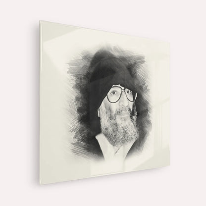 Rabbi Elazar Abuhatzeira (Baba Elazar) – Black & White – Acrylic Glass Square | Jewish Wall Art, Gedolim Pictures