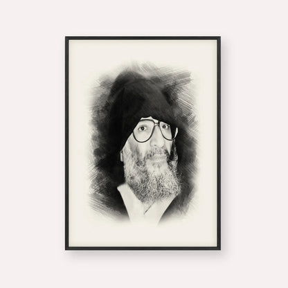 Rabbi Elazar Abuhatzeira (Baba Elazar) – Black & White – Black Frame Vertical | Jewish Wall Art, Gedolim Pictures