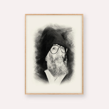 Rabbi Elazar Abuhatzeira (Baba Elazar) – Black & White – Wood Frame Vertical | Jewish Wall Art, Gedolim Pictures