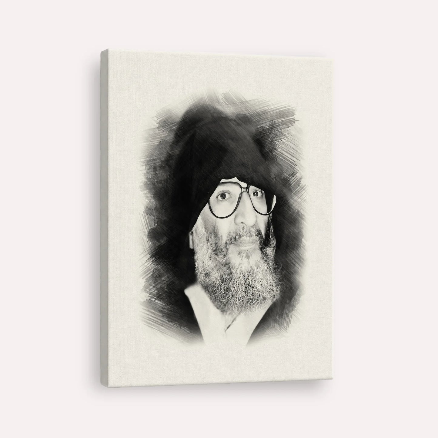Rabbi Elazar Abuhatzeira (Baba Elazar) – Black & White – Canvas Vertical | Jewish Wall Art, Gedolim Pictures