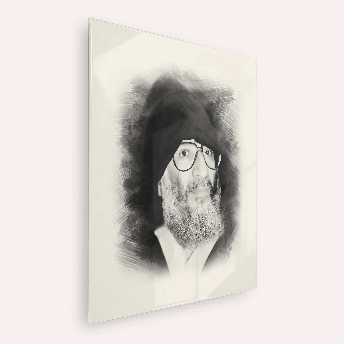 Rabbi Elazar Abuhatzeira (Baba Elazar) – Black & White – Acrylic Glass Vertical | Jewish Wall Art, Gedolim Pictures