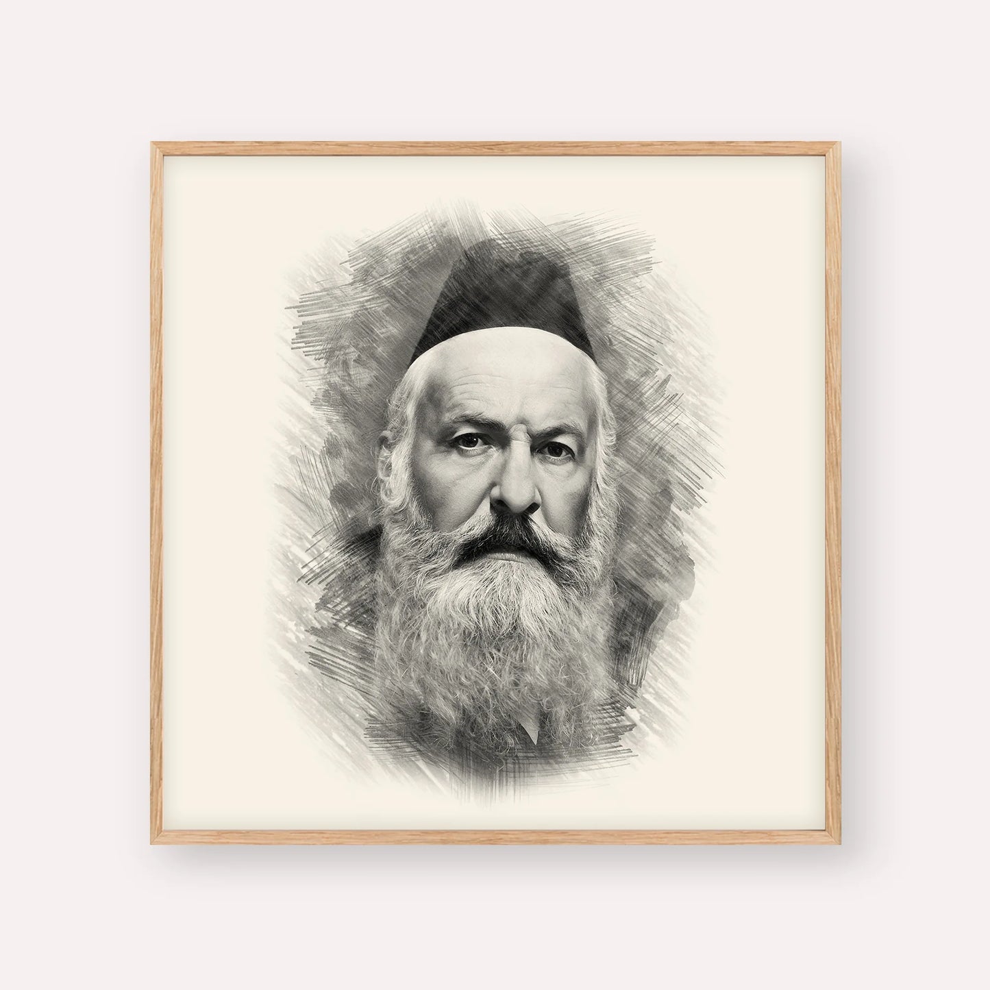 Rabbi Elchonon Wasserman – Black & White – Wood Frame Square | Jewish Wall Art, Gedolim Pictures