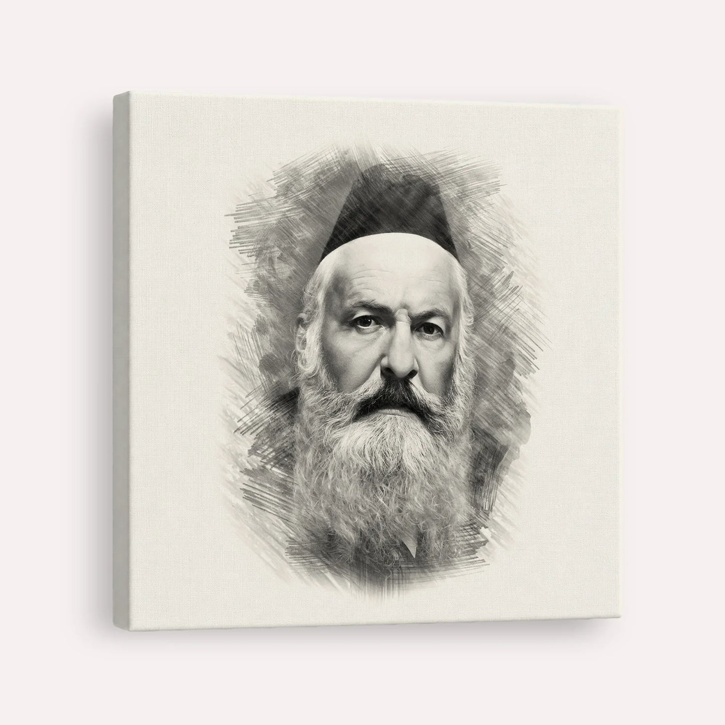 Rabbi Elchonon Wasserman – Black & White – Canvas Square | Jewish Wall Art, Gedolim Pictures