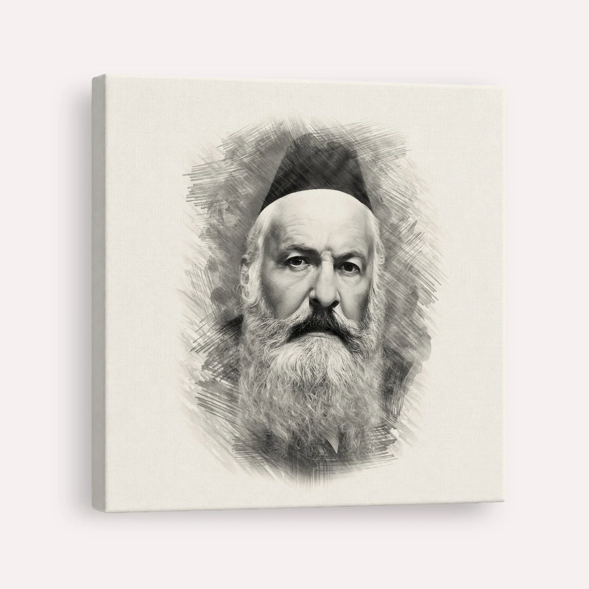 Rabbi Elchonon Wasserman – Black & White – Canvas Square | Jewish Wall Art, Gedolim Pictures