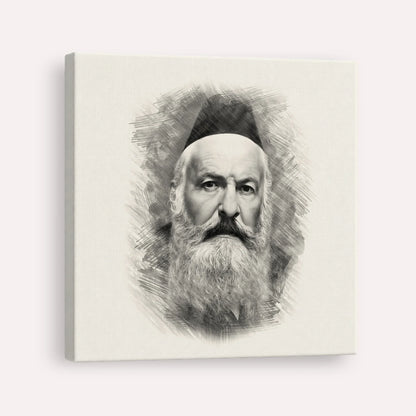 Rabbi Elchonon Wasserman – Black & White – Canvas Square | Jewish Wall Art, Gedolim Pictures