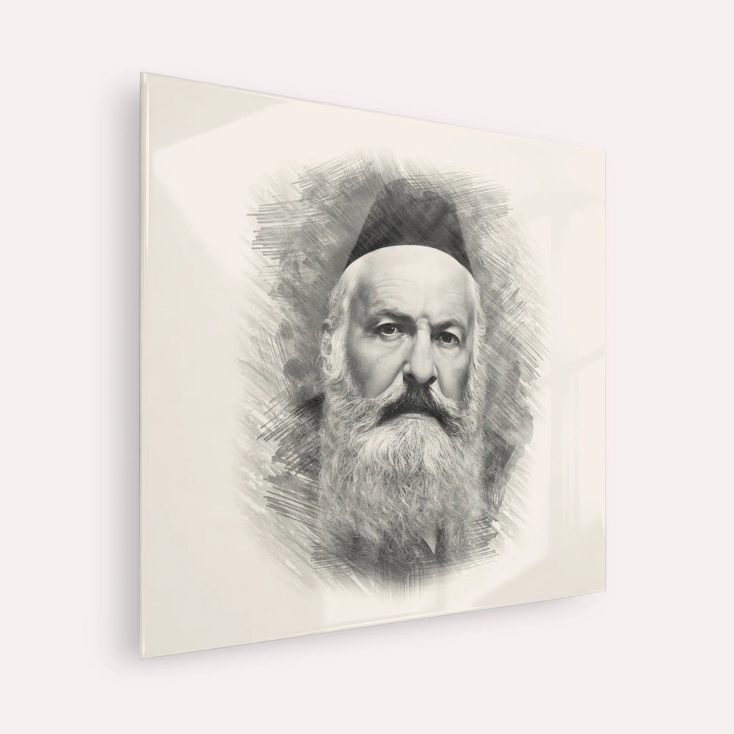 Rabbi Elchonon Wasserman – Black & White – Acrylic Glass Square | Jewish Wall Art, Gedolim Pictures