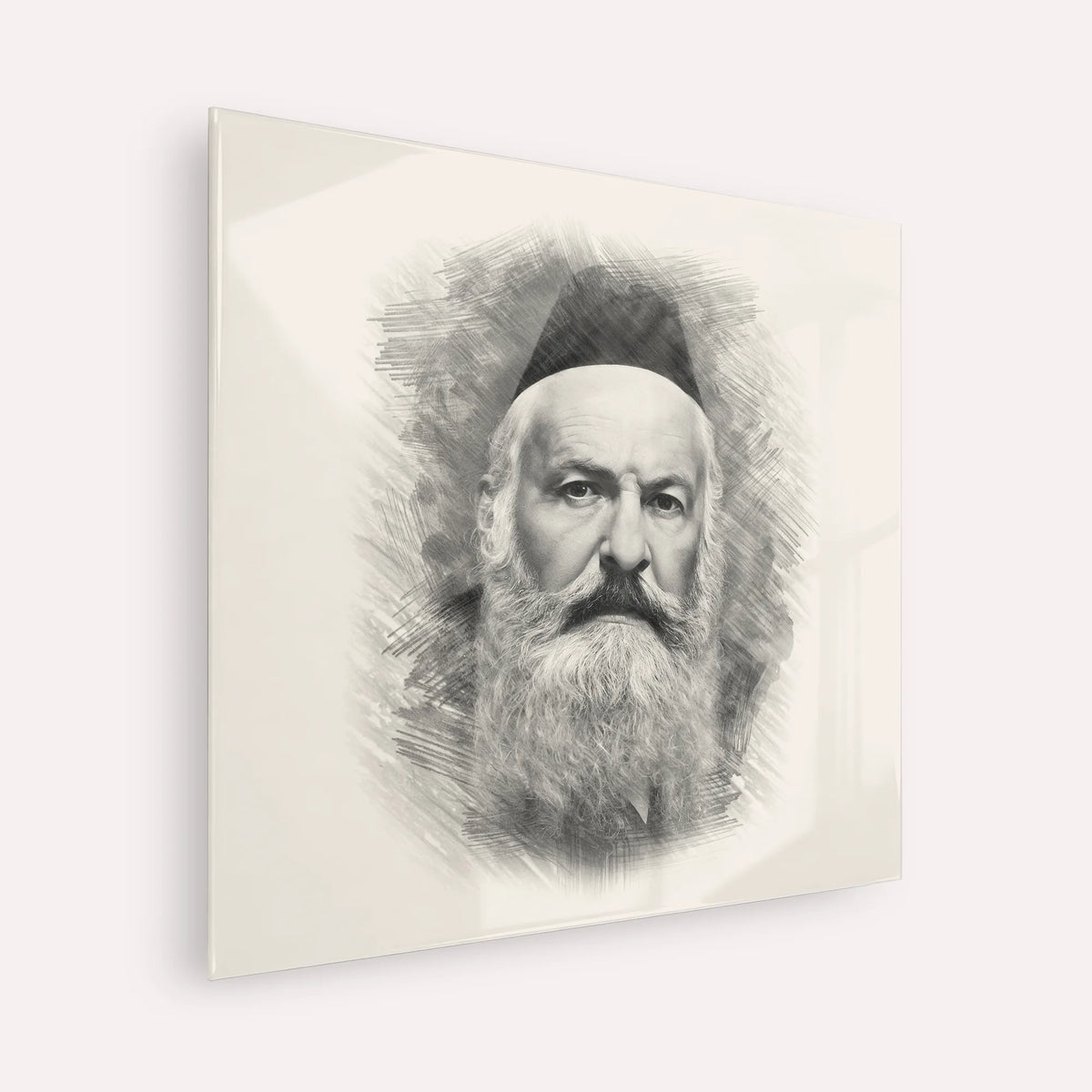 Rabbi Elchonon Wasserman – Black & White – Acrylic Glass Square | Jewish Wall Art, Gedolim Pictures