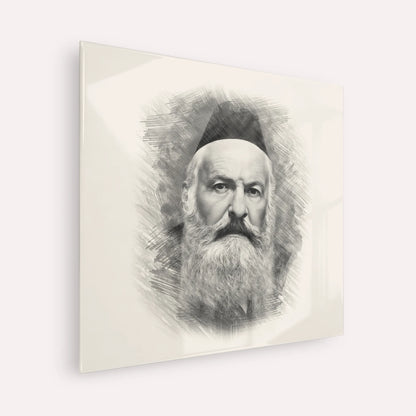 Rabbi Elchonon Wasserman – Black & White – Acrylic Glass Square | Jewish Wall Art, Gedolim Pictures