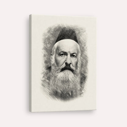 Rabbi Elchonon Wasserman – Black & White – Canvas Vertical | Jewish Wall Art, Gedolim Pictures