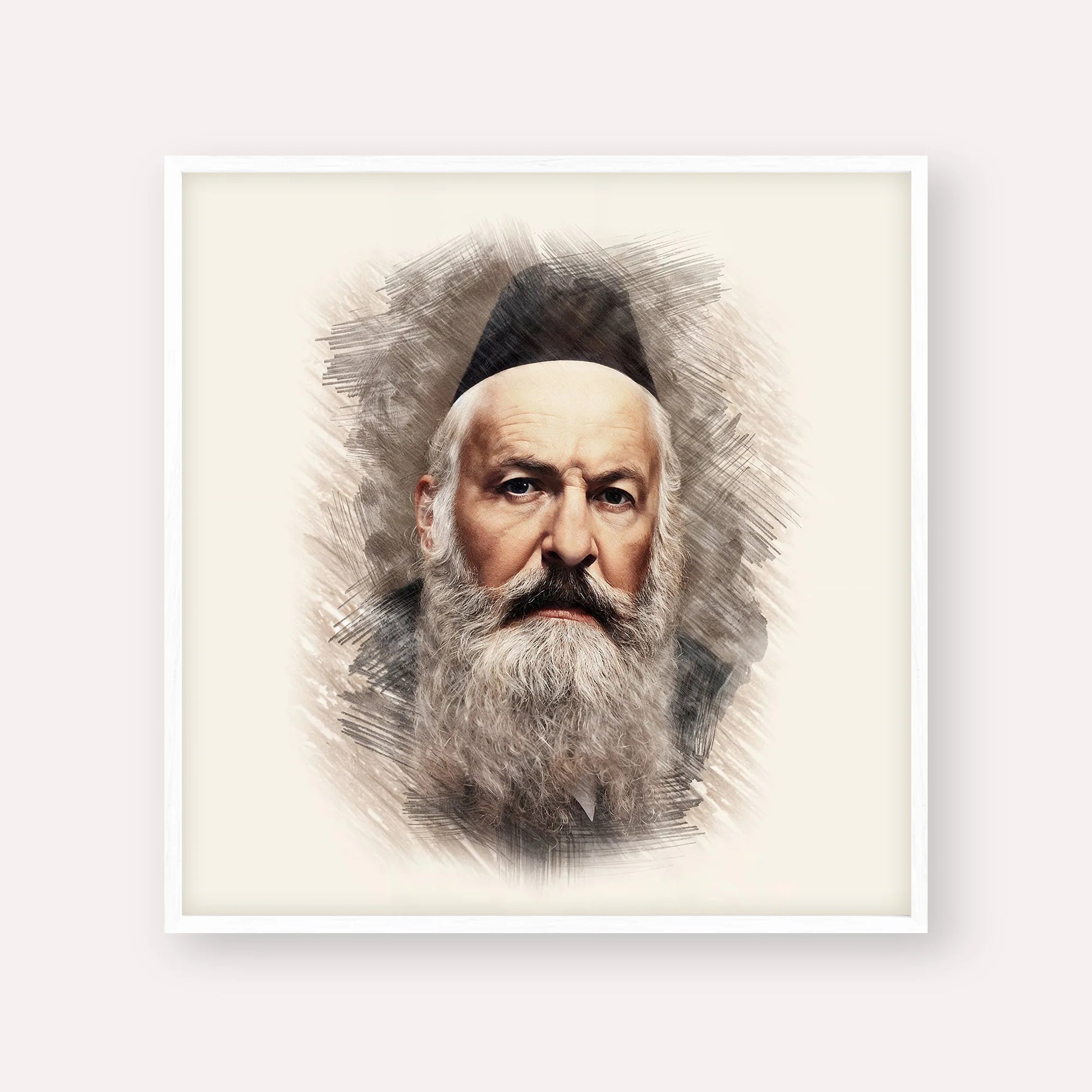 Rabbi Elchonon Wasserman – White Frame Square | Jewish Wall Art, Gedolim Pictures