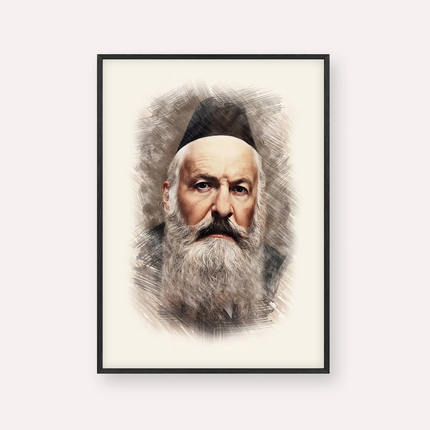 Rabbi Elchonon Wasserman – Black Frame Vertical | Jewish Wall Art, Gedolim Pictures