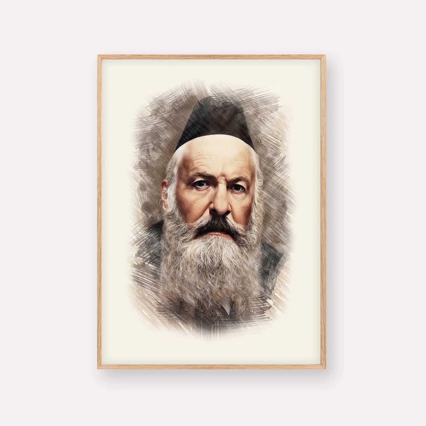 Rabbi Elchonon Wasserman – Wood Frame Vertical | Jewish Wall Art, Gedolim Pictures