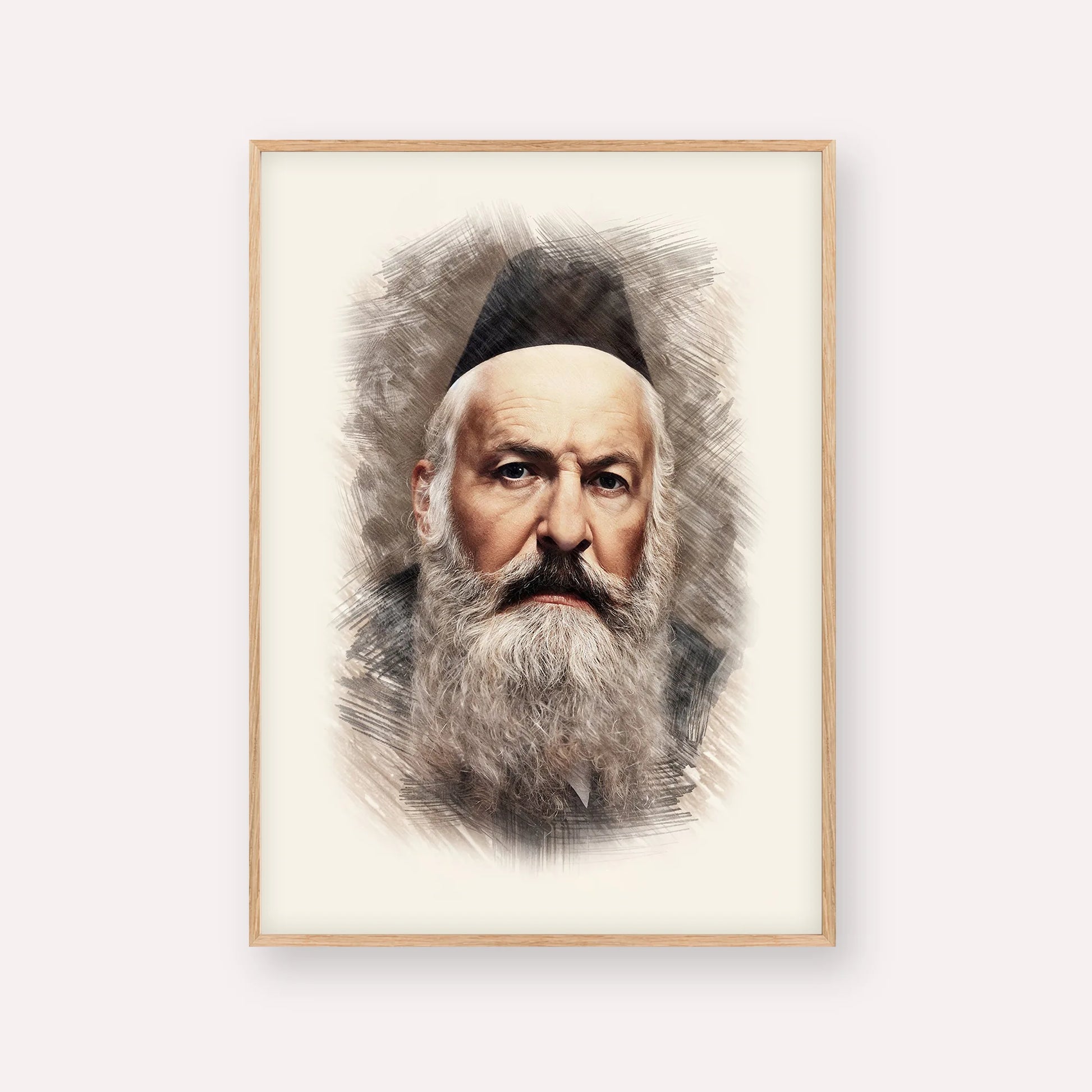 Rabbi Elchonon Wasserman – Wood Frame Vertical | Jewish Wall Art, Gedolim Pictures