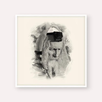 Rabbi Eliezer Berland – Black & White – White Frame Square | Jewish Wall Art, Gedolim Pictures