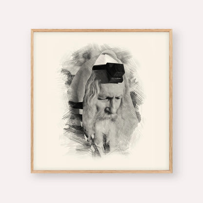Rabbi Eliezer Berland – Black & White – Wood Frame Square | Jewish Wall Art, Gedolim Pictures