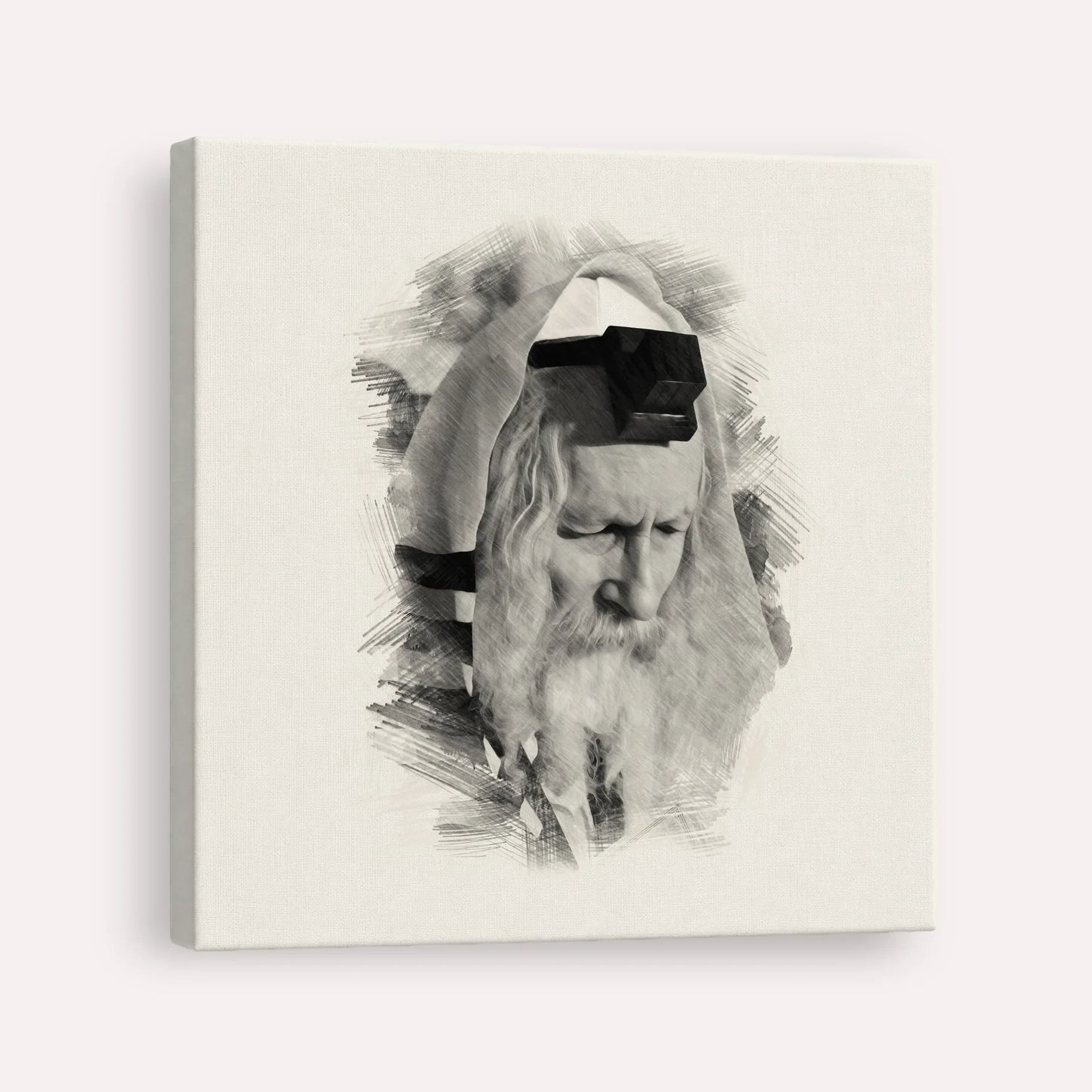Rabbi Eliezer Berland – Black & White – Canvas Square | Jewish Wall Art, Gedolim Pictures