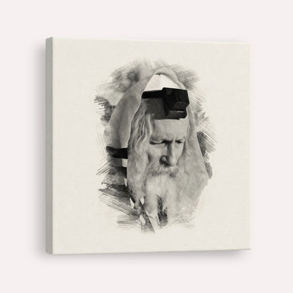 Rabbi Eliezer Berland – Black & White – Canvas Square | Jewish Wall Art, Gedolim Pictures