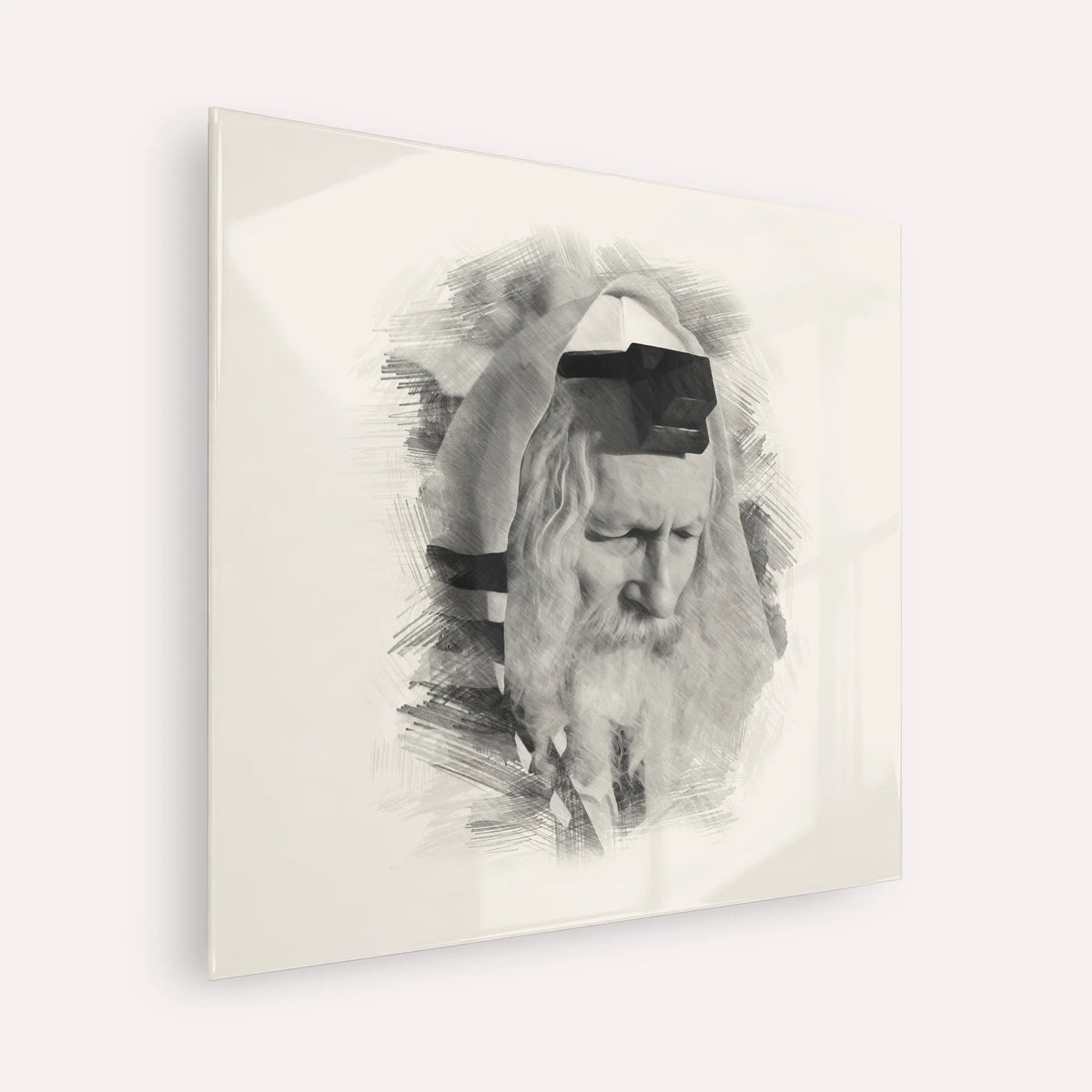 Rabbi Eliezer Berland – Black & White – Acrylic Glass Square | Jewish Wall Art, Gedolim Pictures