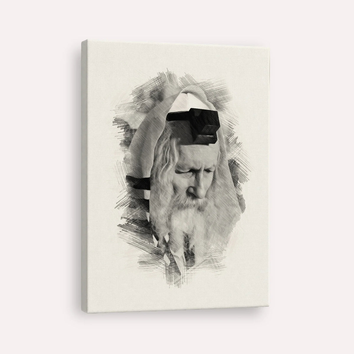 Rabbi Eliezer Berland – Black & White – Canvas Vertical | Jewish Wall Art, Gedolim Pictures