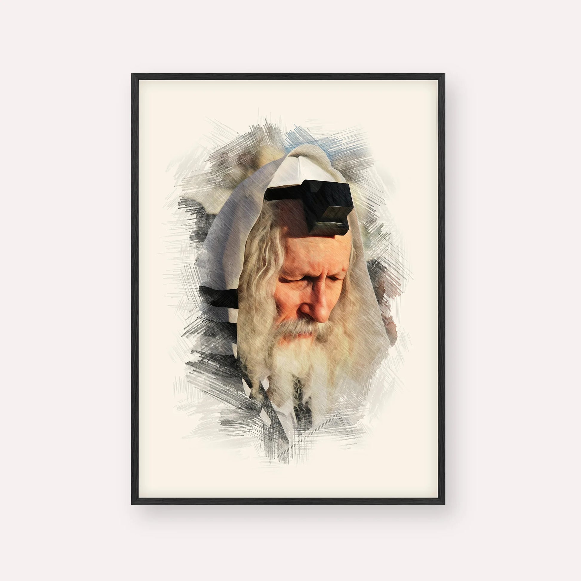 Rabbi Eliezer Berland – Black Frame Vertical | Jewish Wall Art, Gedolim Pictures