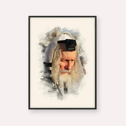 Rabbi Eliezer Berland – Black Frame Vertical | Jewish Wall Art, Gedolim Pictures
