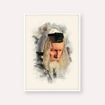 Rabbi Eliezer Berland – White Frame Vertical | Jewish Wall Art, Gedolim Pictures