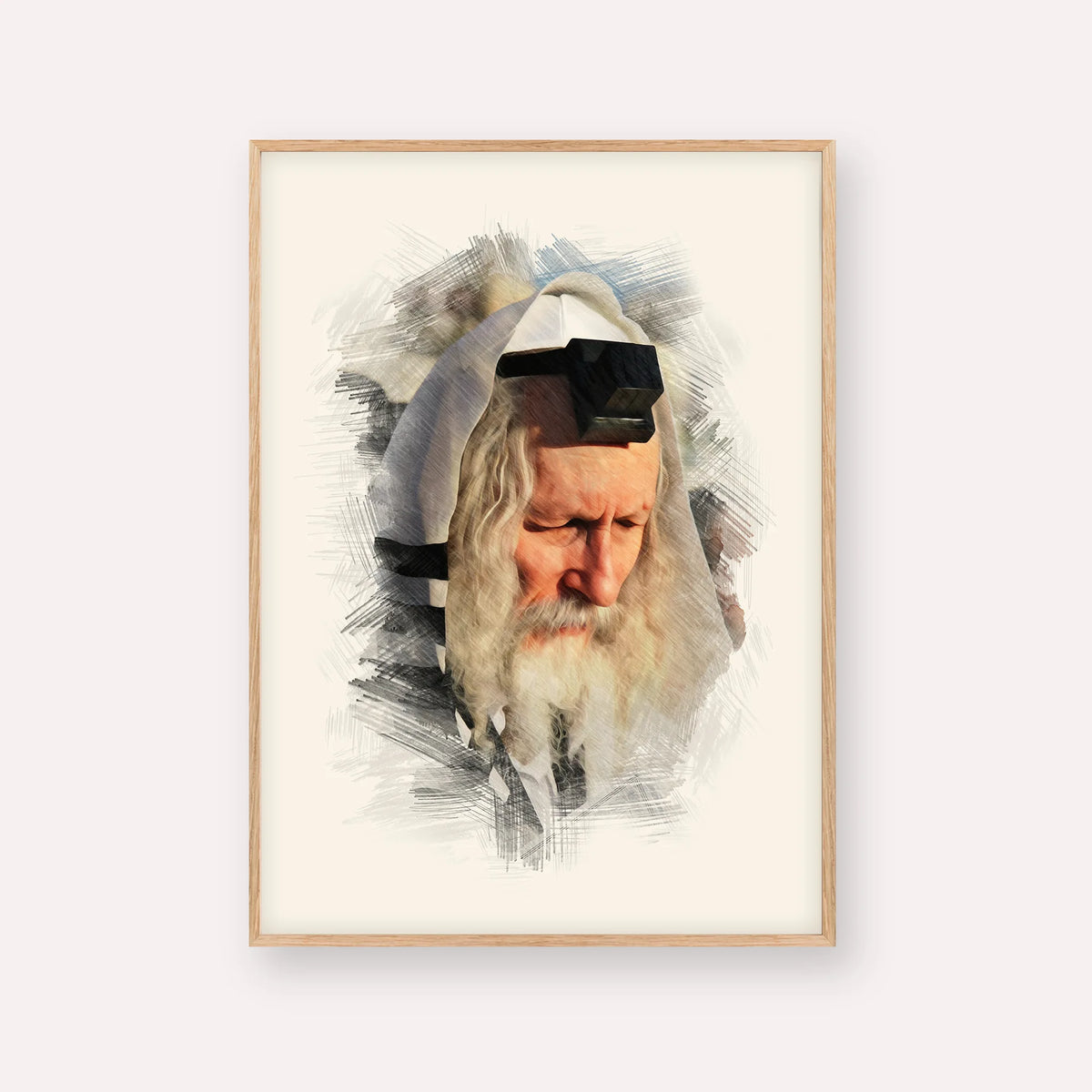 Rabbi Eliezer Berland – Wood Frame Vertical | Jewish Wall Art, Gedolim Pictures