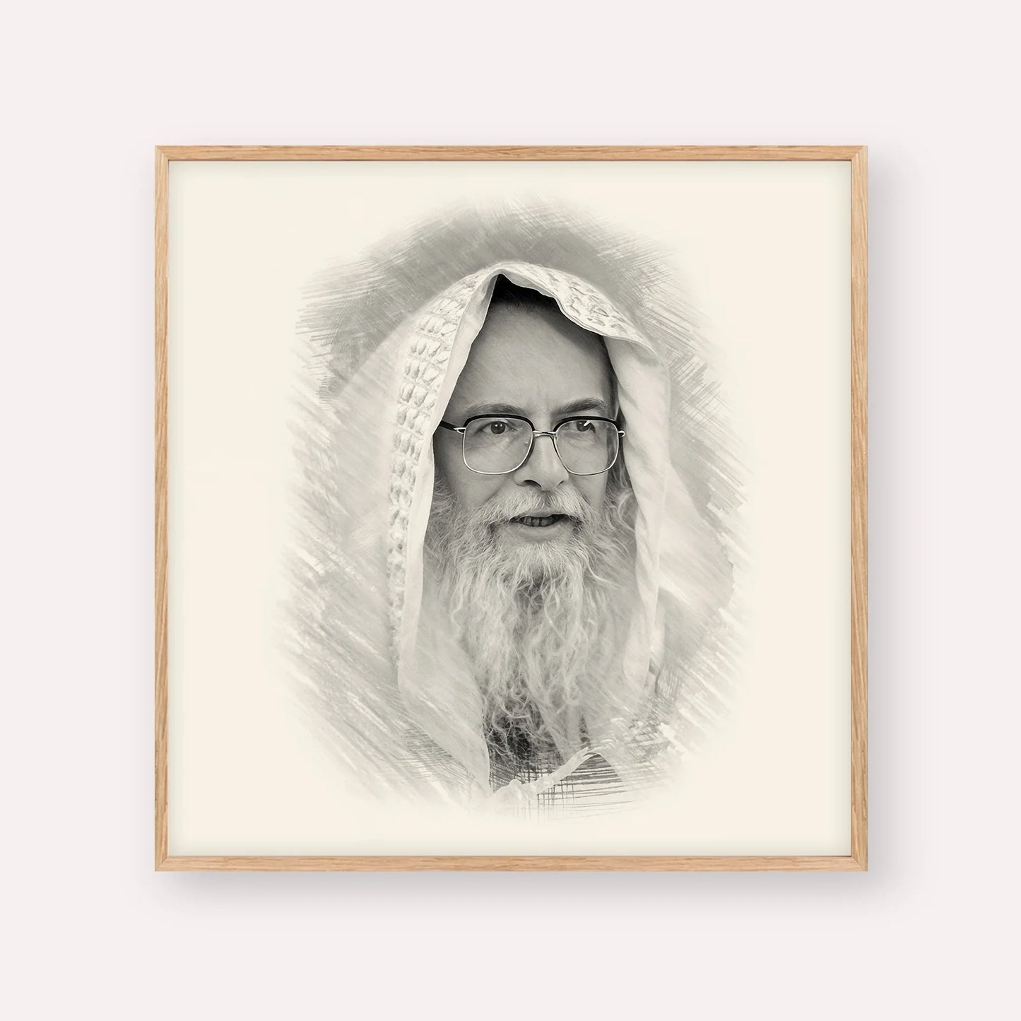 Rabbi Eliezer Shlomo Schick (Mohorosh) – Black & White – Wood Frame Square | Jewish Wall Art, Gedolim Pictures