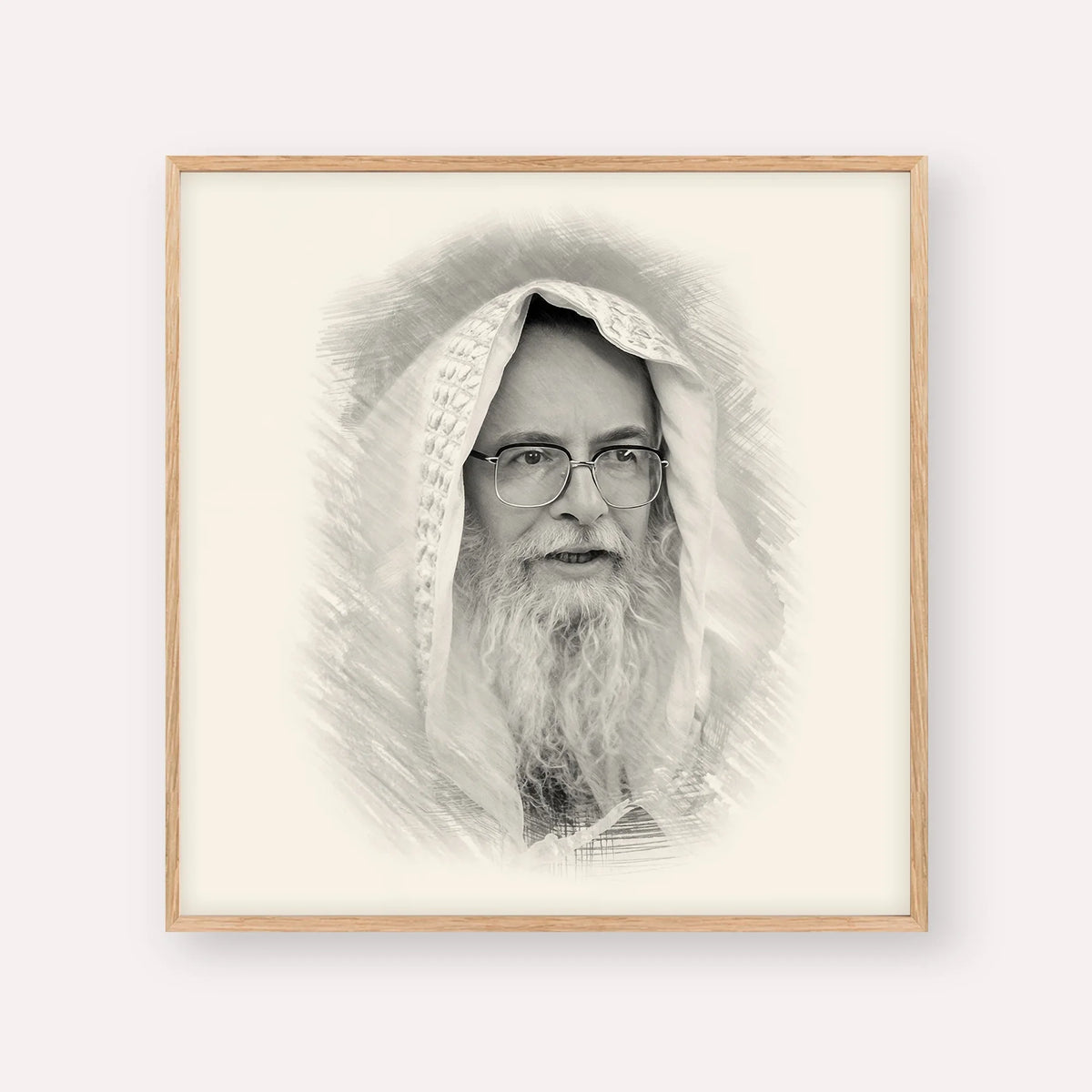Rabbi Eliezer Shlomo Schick (Mohorosh) – Black & White – Wood Frame Square | Jewish Wall Art, Gedolim Pictures