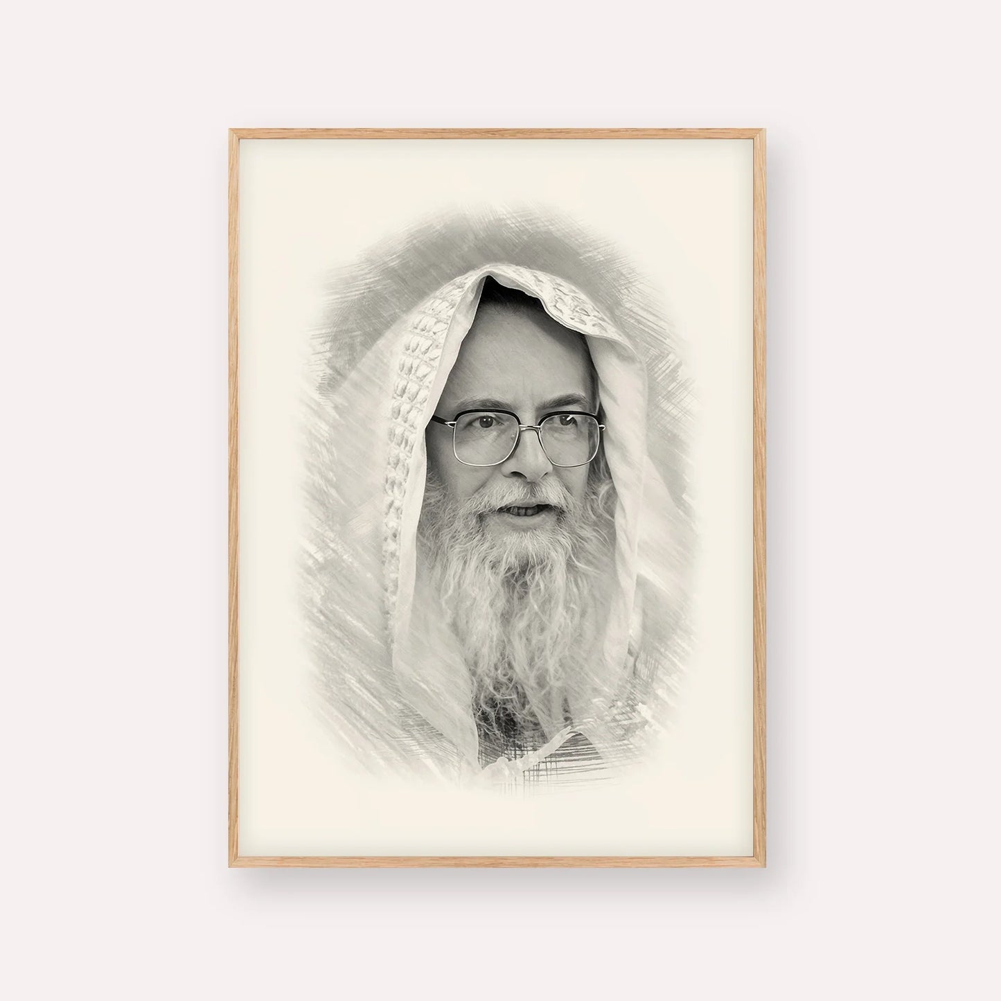 Rabbi Eliezer Shlomo Schick (Mohorosh) – Black & White – Wood Frame Vertical | Jewish Wall Art, Gedolim Pictures