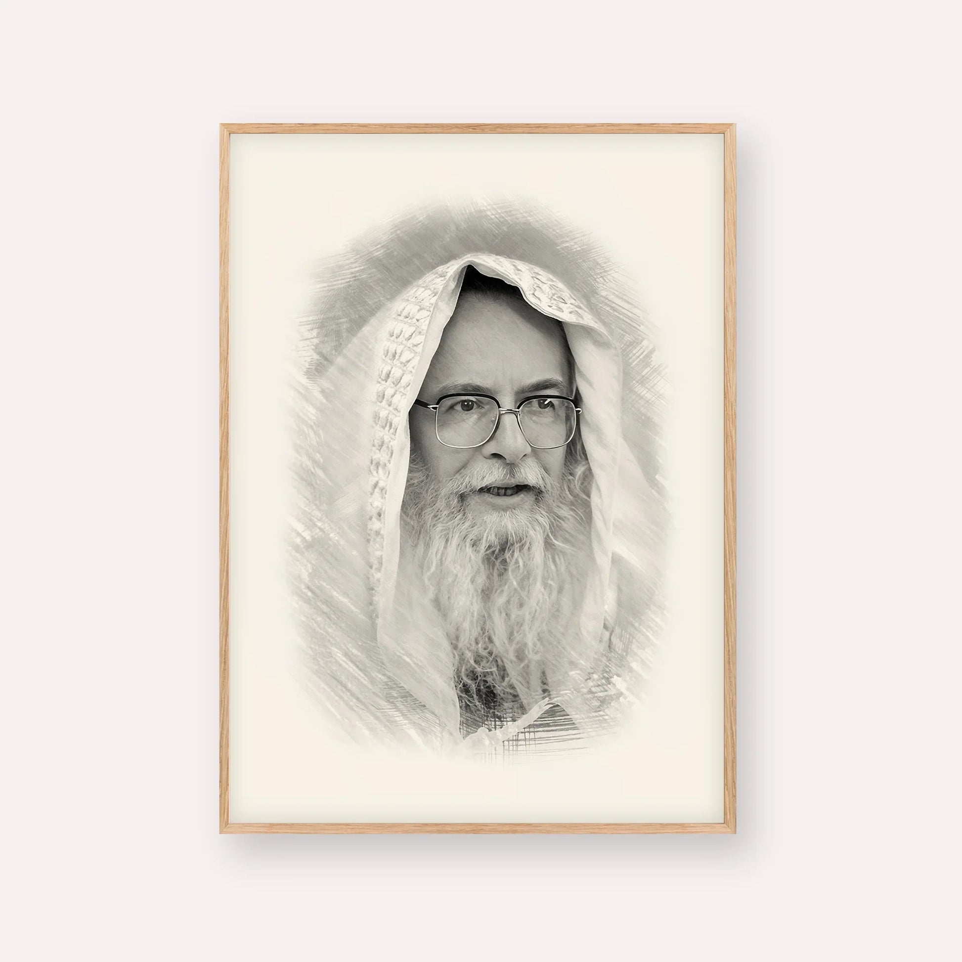 Rabbi Eliezer Shlomo Schick (Mohorosh) – Black & White – Wood Frame Vertical | Jewish Wall Art, Gedolim Pictures