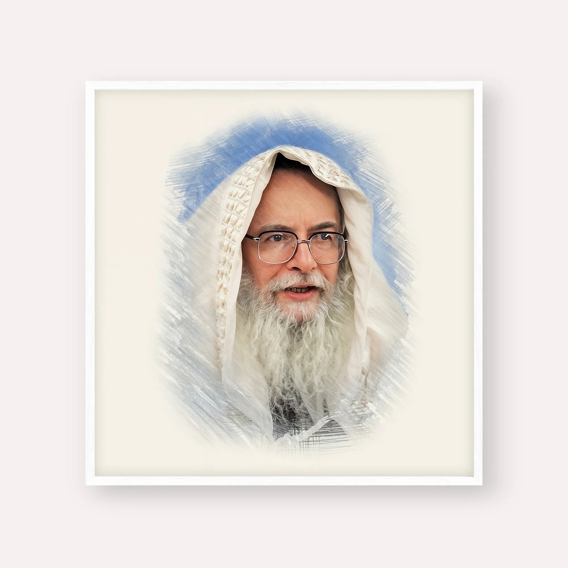 Rabbi Eliezer Shlomo Schick (Mohorosh) – White Frame Square | Jewish Wall Art, Gedolim Pictures