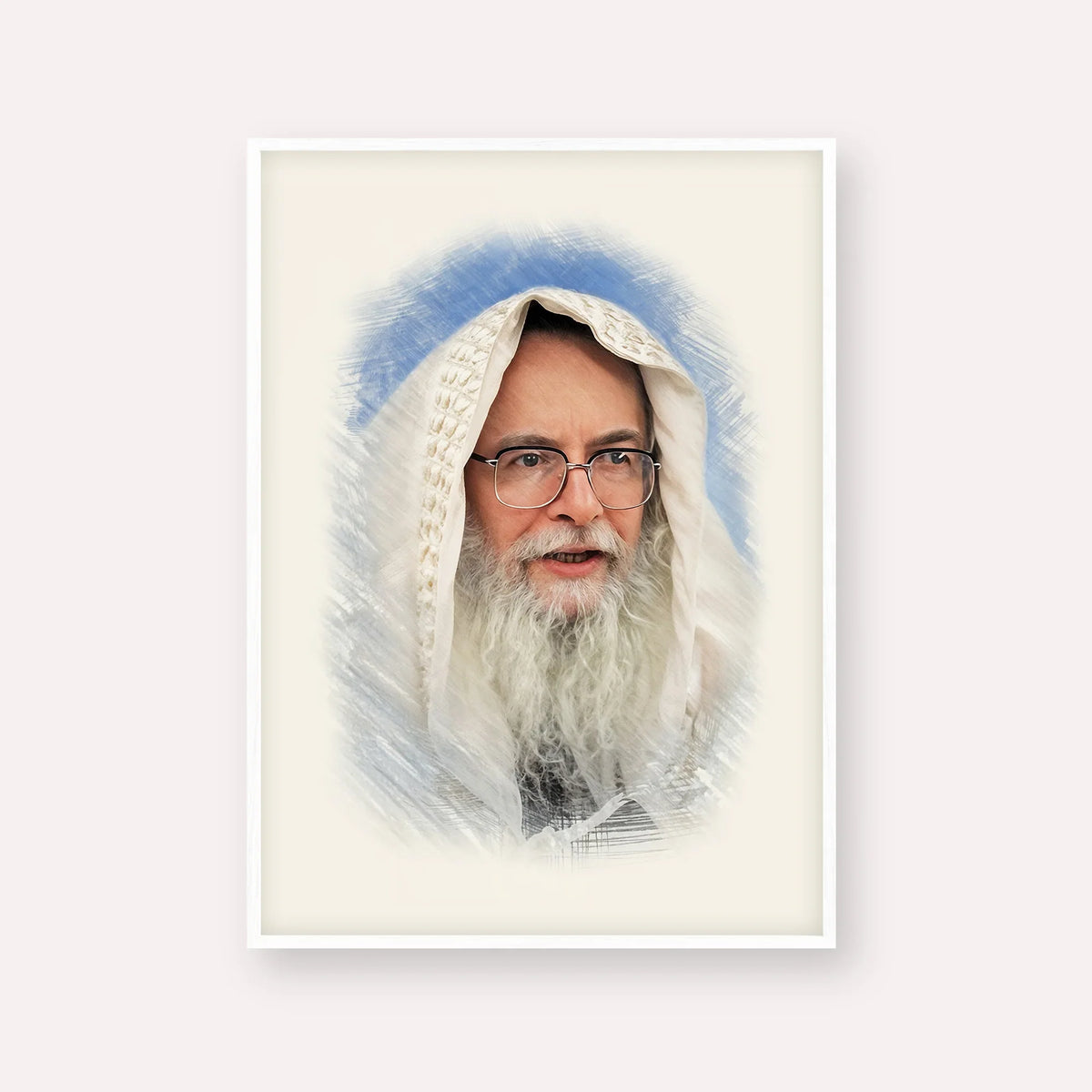 Rabbi Eliezer Shlomo Schick (Mohorosh) – White Frame Vertical | Jewish Wall Art, Gedolim Pictures