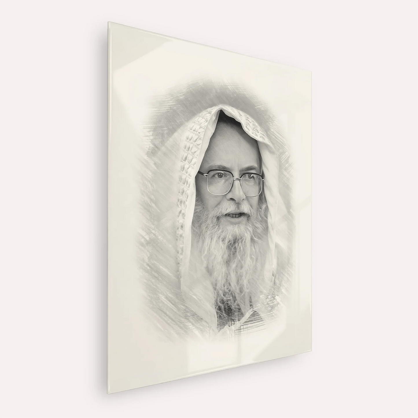 Rabbi Eliezer Shlomo Schick (Mohorosh) – Black & White – Acrylic Glass Vertical | Jewish Wall Art, Gedolim Pictures