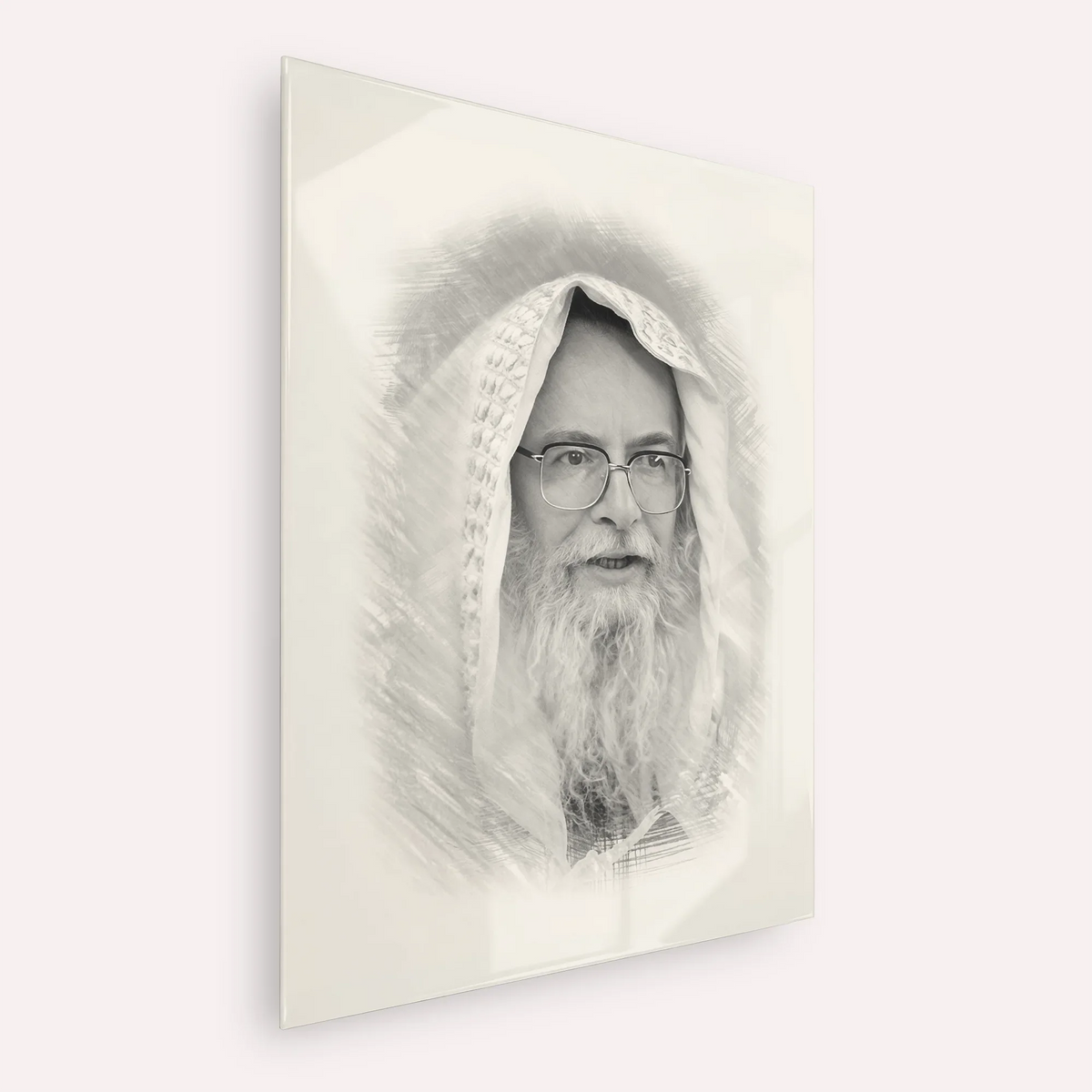 Rabbi Eliezer Shlomo Schick (Mohorosh) – Black & White – Acrylic Glass Vertical | Jewish Wall Art, Gedolim Pictures